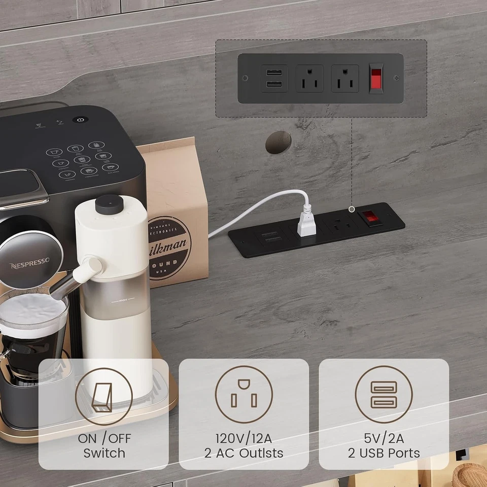 Mueble despensa de cocina 71" con luz LED y soporte para microondas, gabinete de almacenamiento de cocina Foto 4 de 4