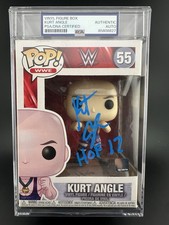 Kurt Angle WWE #55 Signed Funko Pop PSA Encapsulated Graded COA Inscribed HOF 17
