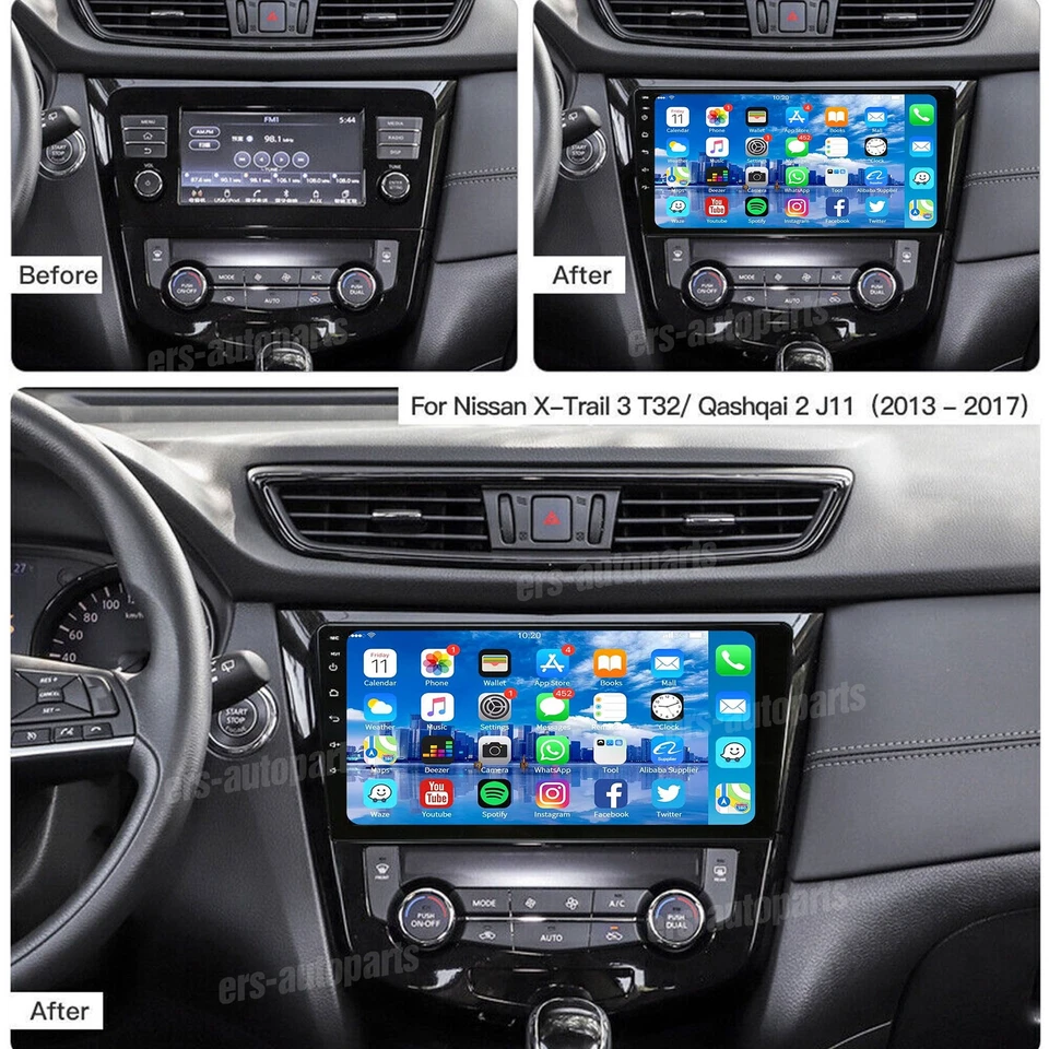 Radio estéreo Android 13 GPS 10,1" para reproductor de FM Nissan Qashqai Carplay 2014-2019 Foto 4 de 4