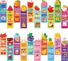 60 Pcs Scratch and Sniff Scented Bookmarks Bulk for Kids Assorted Fruit Food The
