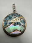 VTG Unusual Sterling Crush Turquoise & Paua Shell Reversible Pendant. 3.3 Grams. — photo 7