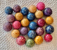 ANTIQUE CLAY MARBLES-LOT OF 25-THESE EXACT MARBLES-1/2" AVG. SIZE-NO CHIPS