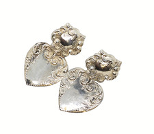 Vintage TAG Style Large Post Earrings Etched Drop Dangle Victorian Revival