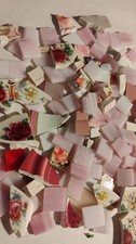 8 Oz Red Roses And Pink Glass Broken China Plate Lot 61 Mosaic Tiles