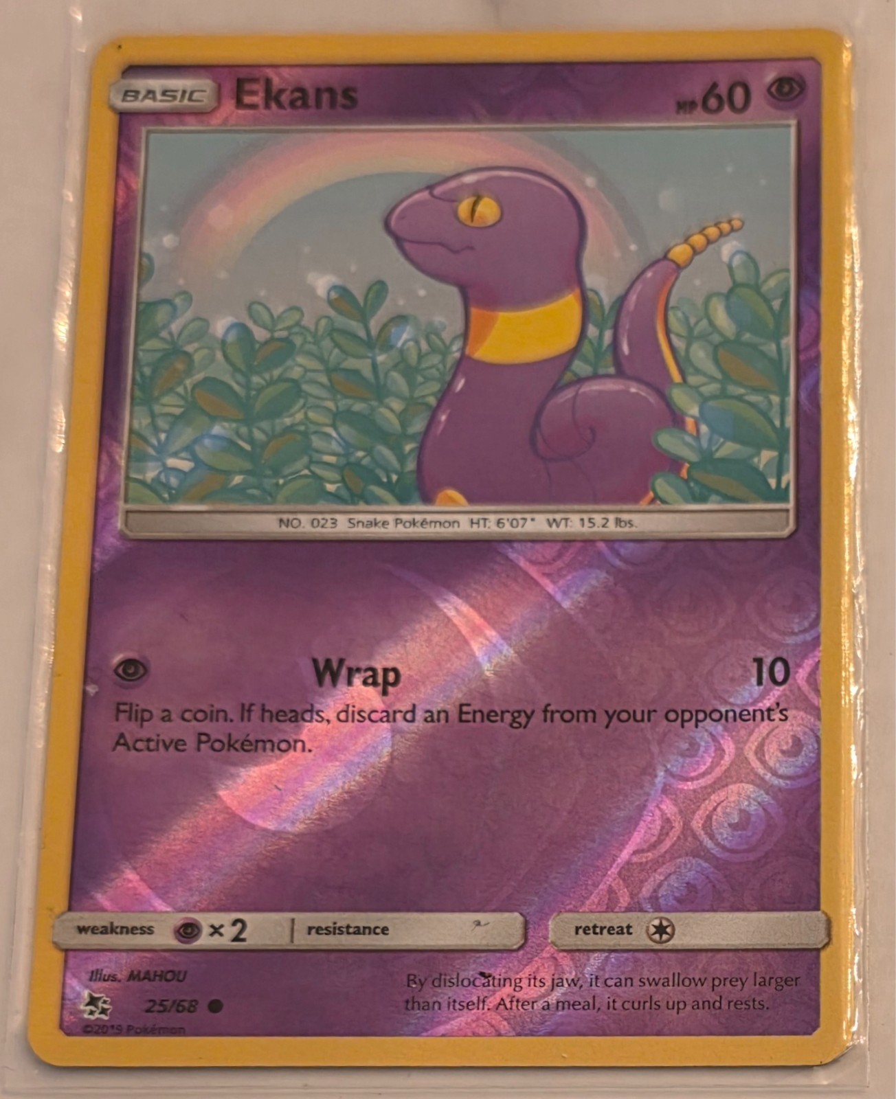 Ekans 2019 Pokemon Reverse Holo Hidden Fates 25/68 NM-Mint