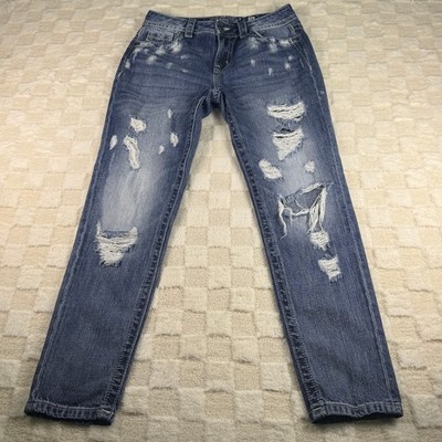 Miss Me Womens Distressed Skinny Jeans Medium Wash Ripped Denim Size 26