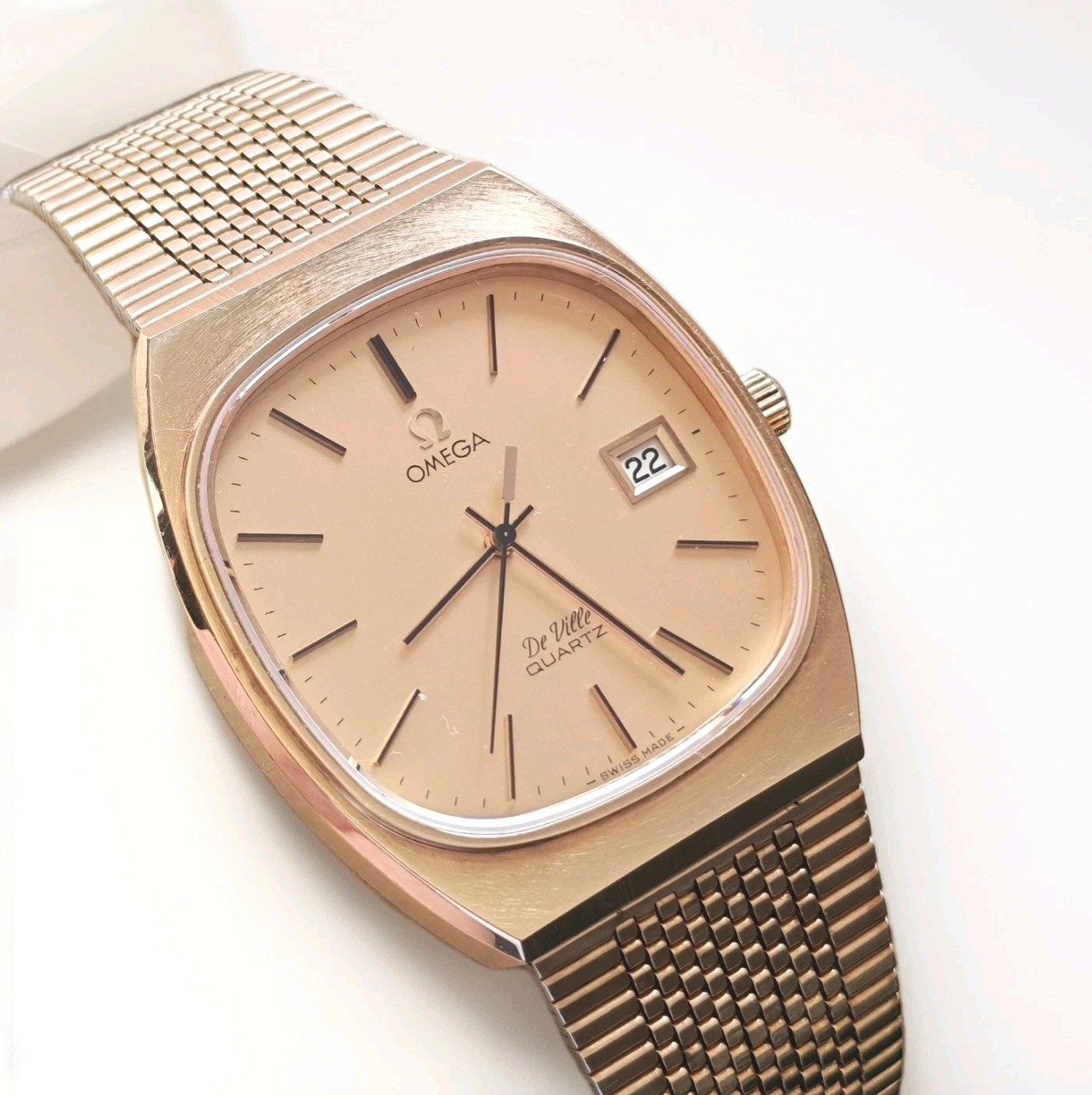 Z62 OMEGA DeVille 1342メンズ腕時計 REF192.0034 NOS OMEGA De Ville Quartz 1342 Ref.192.0035 Gold Capped Date