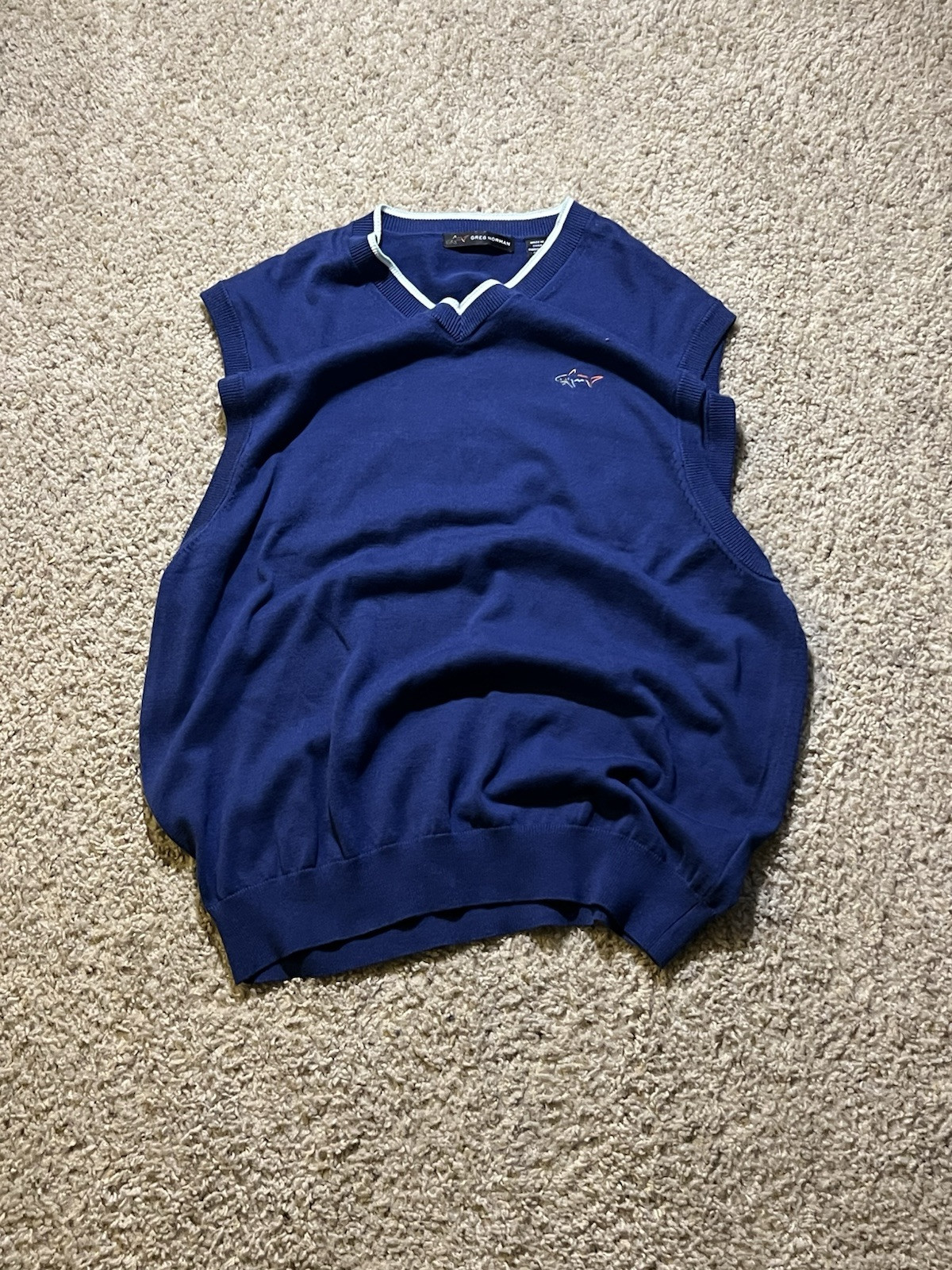 Greg Norman Sweater Vest Men's Large Blue 100% Cotton