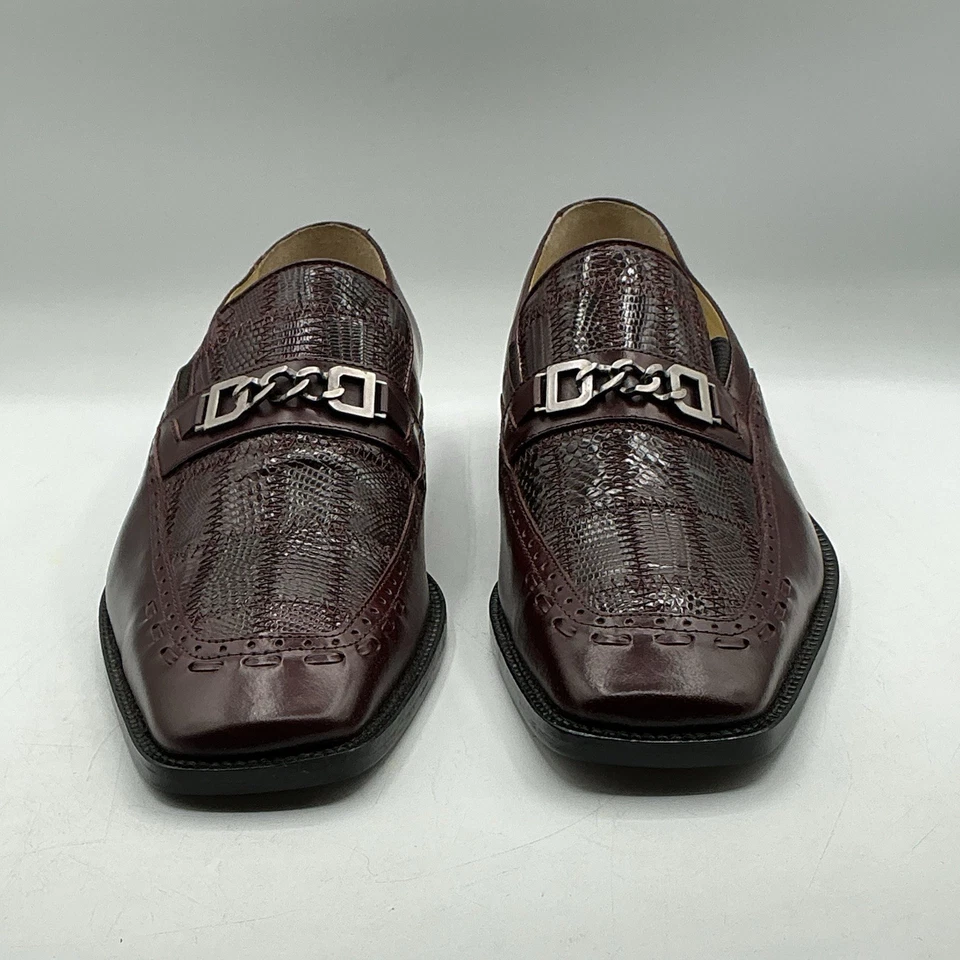 NUEVO Steve Harvey Hombres Genuino Lagarto Zapatos Marrón Sin Cordones Talla 10 Foto 2 de 4