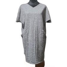 Eileen Fisher Gray Hemp Sustainable Organic Cotton Shirt Dress Sz S Pockets
