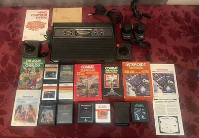 Atari 2600 Darth Vader Black Console, OEM Controllers, OEM Power Cord & 10 Games