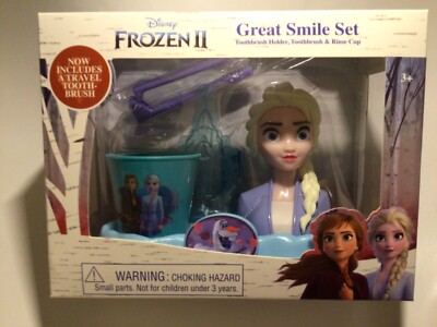 Disney Frozen Elsa Great Smile Set Toothbrush Holder Rinse Cup Stand NEW