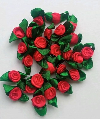 Rosenknospen, Satinband Blumen Rosenknospen Blumen, Scrapbooking 10mm 50er Pack rot