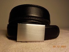 MISSIONBELT.COM BLACK LEATHER STYLE 153 SILVERTONE BUCKLE FITS 32-39" WAIST 35MM