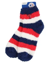 Texas Rangers Unisex Fuzzy Socks, MLB, Striped, Embroidered Team Logo, Medium