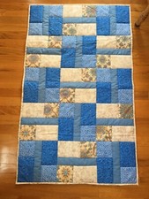 handmade baby crib quilt blanket / blue
