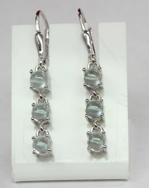 Edel 2,3 Carat Blautopas Brisur 925 Silber Ohrstecker Ohrring Sky Blue Topas Cab-image