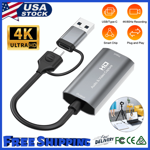 4K + HDMI na typ C Karta przechwytywania audio wideo Adapter Rejestrator ekranu USB-C 1080P