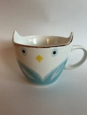 Urban Gourmet Foods Owl Mug Turquoise White Gold Trim Pointed Ears 12 oz