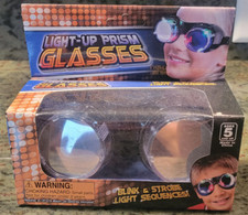 Light Up Mad Scientist Steampunk Black Aviator Goggles Halloween Glasses
