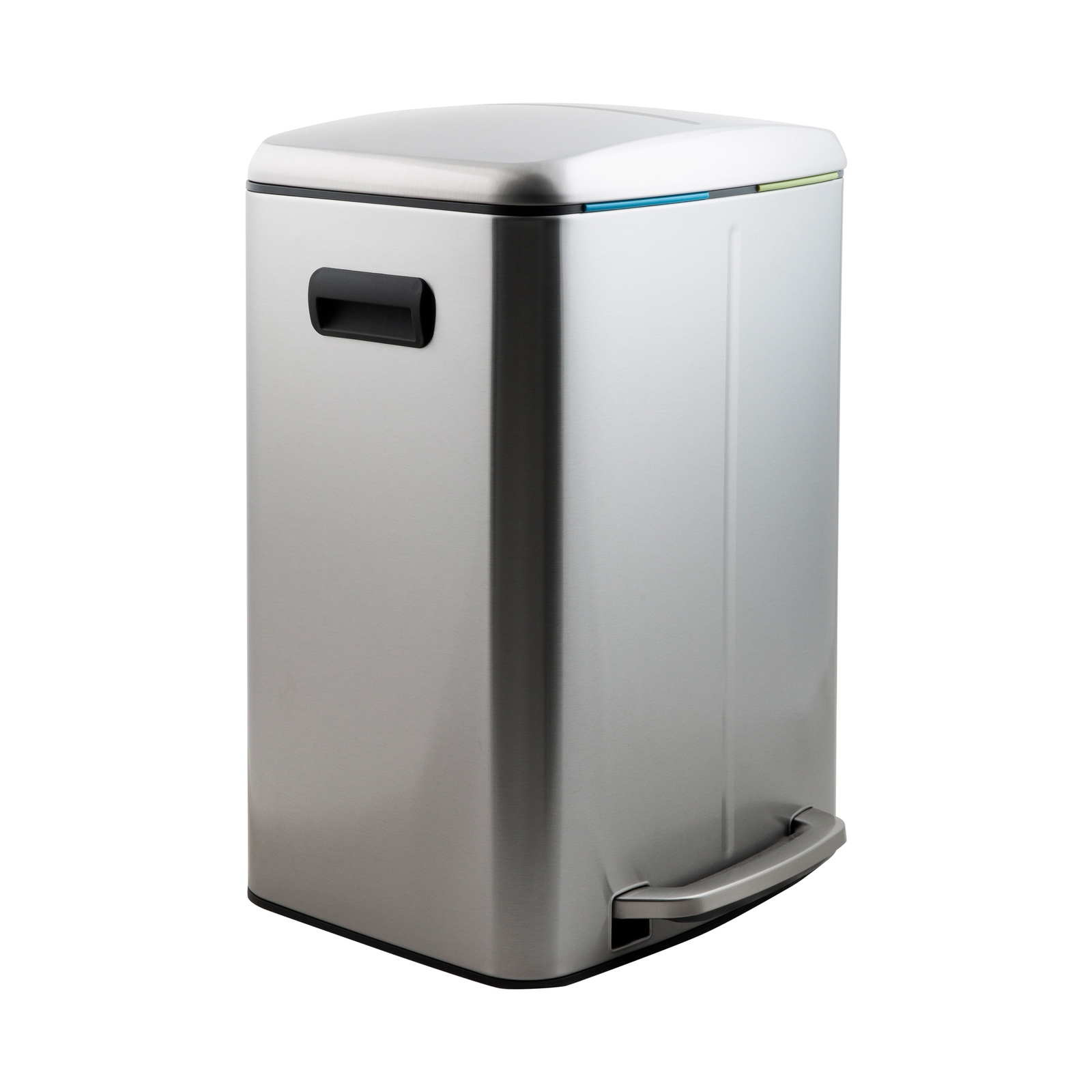 Organize It All 40 L Dual Compartment Recycling Bin Silver 17.5