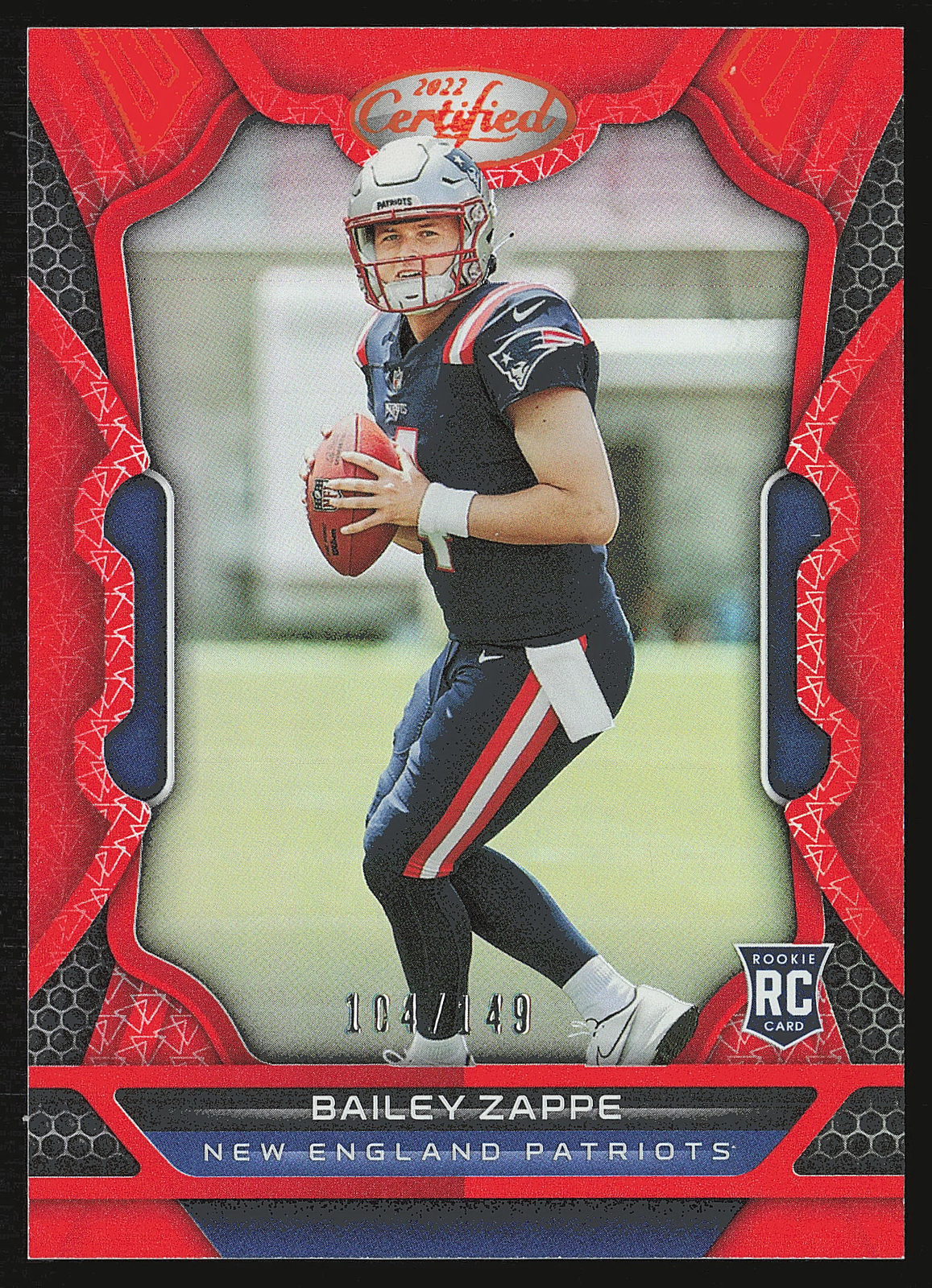 2022 Panini Certified #121 Bailey Zappe Mirror Orange #/149 SN,RC