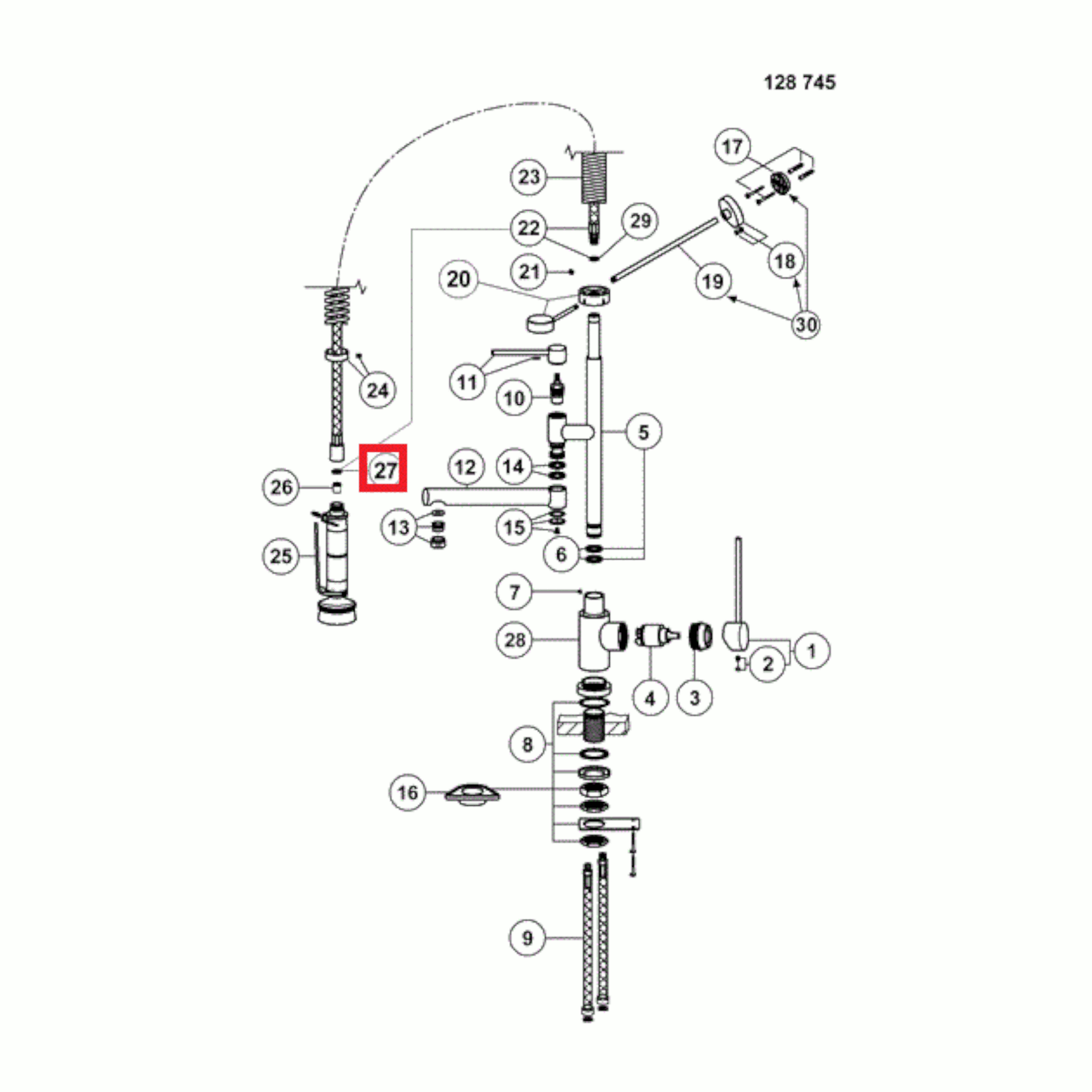BLANCO Hülse Führungsfeder MASTER-S PROFI komplett 128739 für BLANCO 