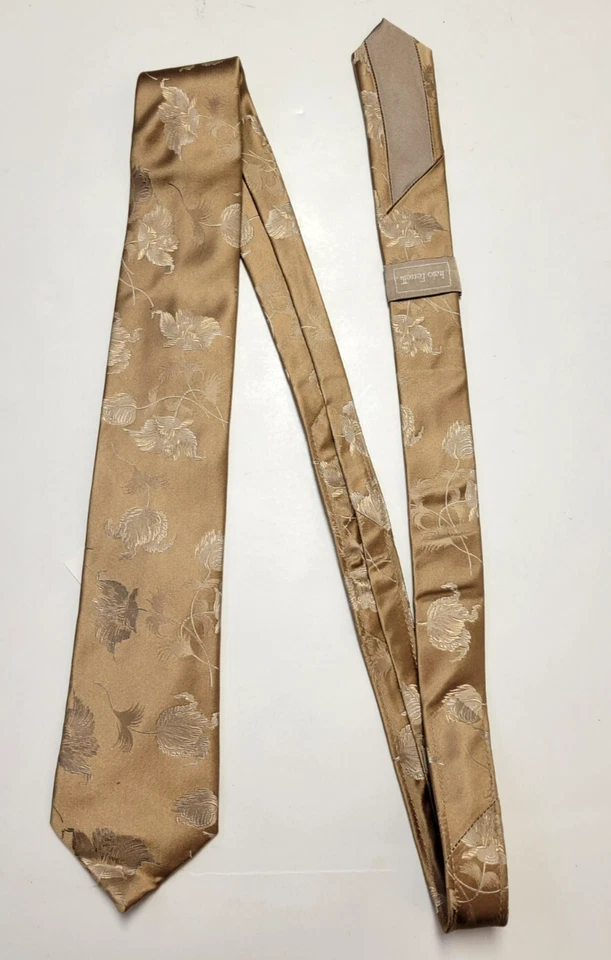 $198 Nueva Corbata para Hombre ITALO FERRETTI 100% SEDA ORO TONAL FLORAL HECHA EN ITALIA Foto 2 de 4