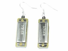 Playable Harmonica Earrings Miniblings Pendant Music Blues with Box