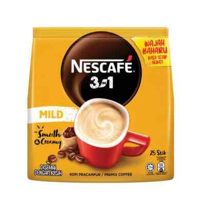 NESCAFE 3 in 1 Mild Smooth & Creamy Instant Coffee 25 sticks 1 Pack