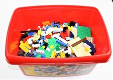 Bulk Lot Lego Pieces With Brick Box and Lid Hundreds of Pieces 5 Lbs.