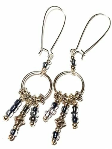 Grey Hoop Costume Earrings