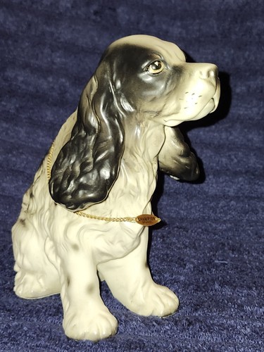 Vintage SIGNIERT Erich Stauffer Desynect mit "CHAMPION SPANIEL" Kette Hund Figur - Bild 6 von 7