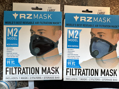 RZ MASK KIT M2 LARGE, 2 PACK MASK/BAG/SPRAY/SEE PHOTOS ,NEW