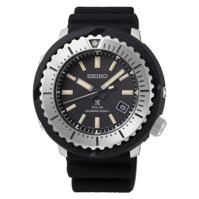 SEIKO ProspeX SNE541P1 Solar Street Watch V157 Rubber Diver's 200m Tuna Silver