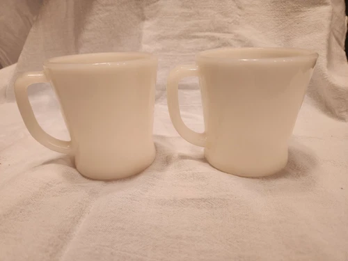 2 Vintage Fire King Cream Coffee Mugs Cups D Handle Anchor Hocking