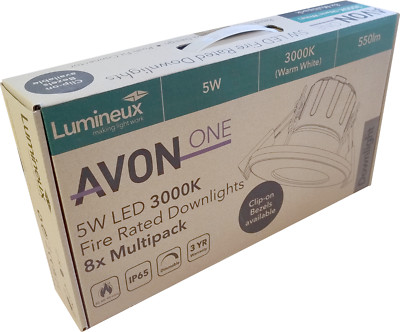 8 x LED 5W Brandschutz Deckeneinbauleuchte 3000K IP65 weiße Blende (Multipack)