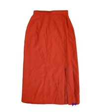 VTG Casual Corner 100 Rayon Red Pancil Lined Skirt Front Slit Size 4 USA