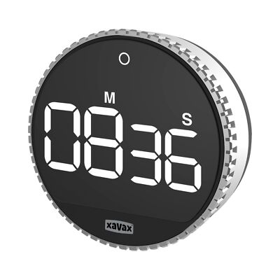 Xavax Timer Kurzzeitmesser Rotation LED-Display Digital Countdown Countup Black