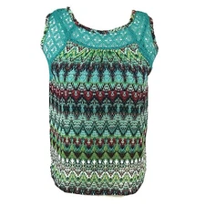 Speechless Crochet Accent Sleeveless Top Junior Large Multi Color Built In Tank 