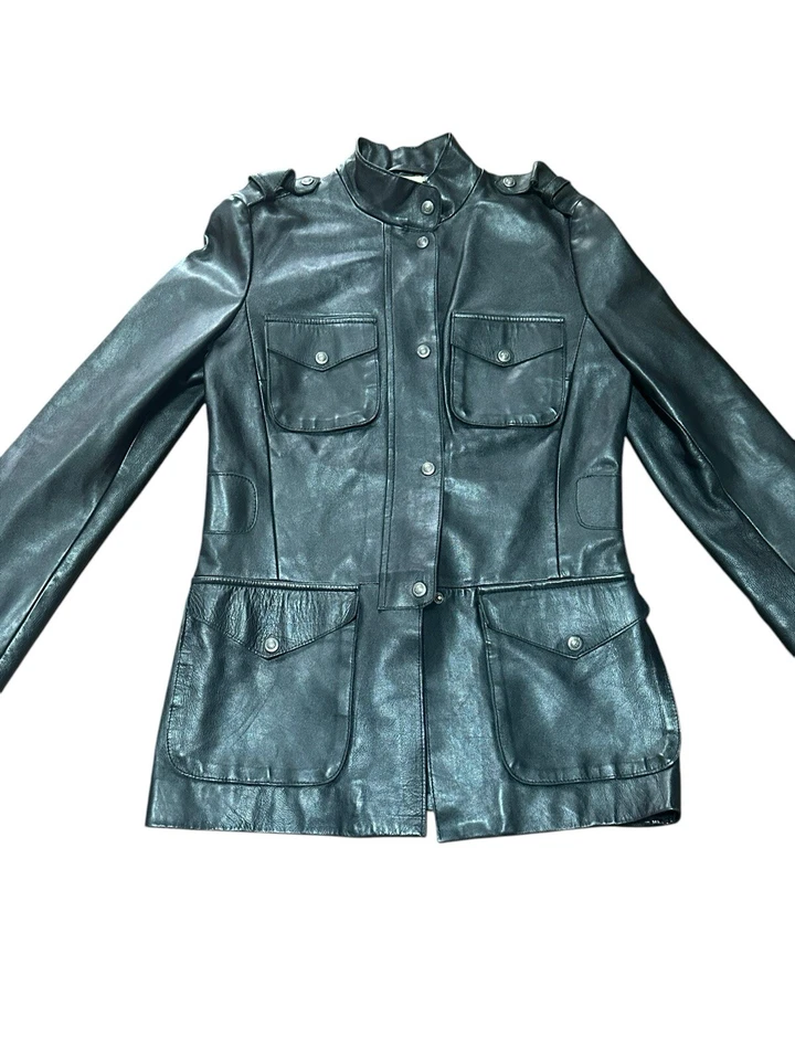 Max Studio Special Edition Leather Women Coat Black Jacket Size:XSMade in India - Image 2 of 4