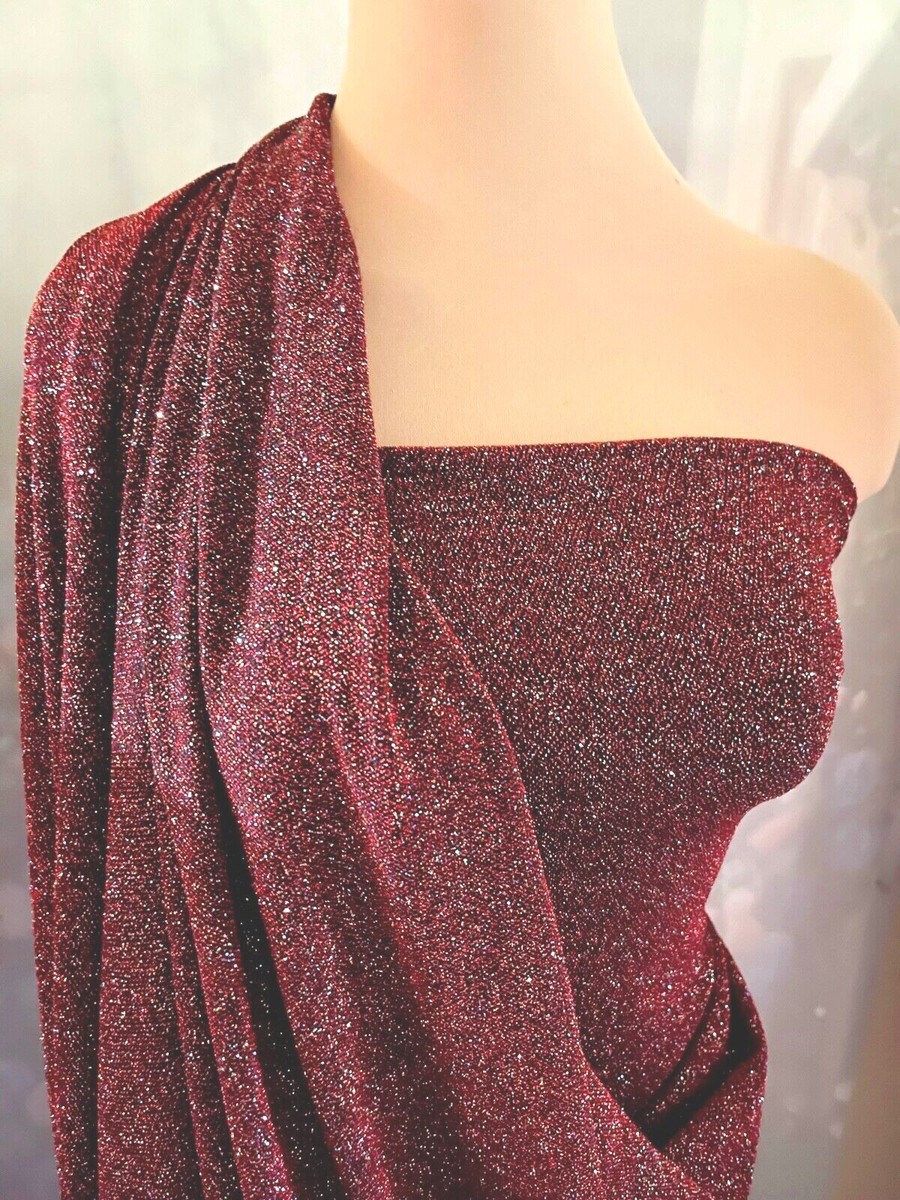 SLINKY GLITTER KNIT FABRIC BURGUNDY 4 WAYS STRETCH 58" FORMAL, BRIDAL | eBay