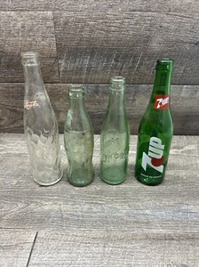 Vintage Glass Bottles Dr Pepper Pepsi Coke 7up