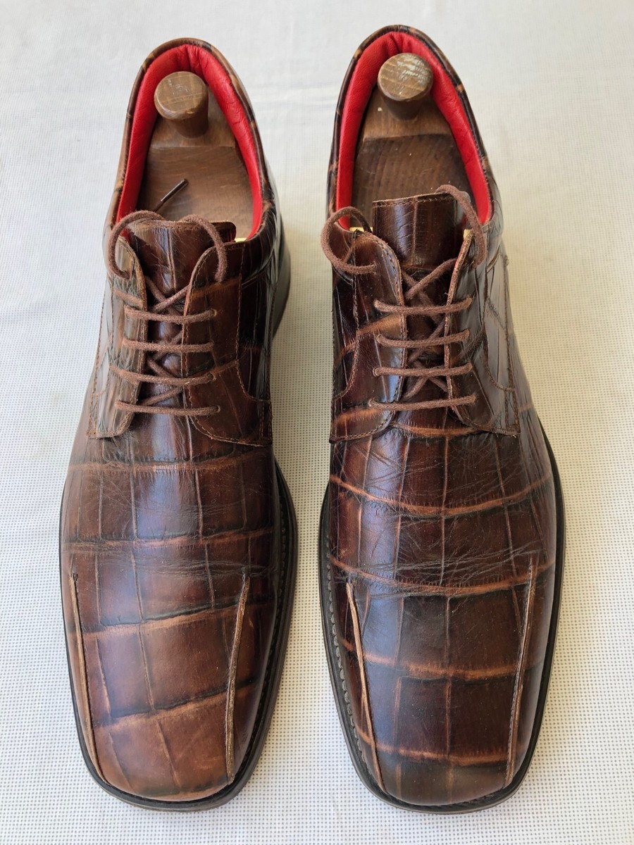 Jean-Baptiste Rautureau brown leather croco print boots Sz  display picture 1