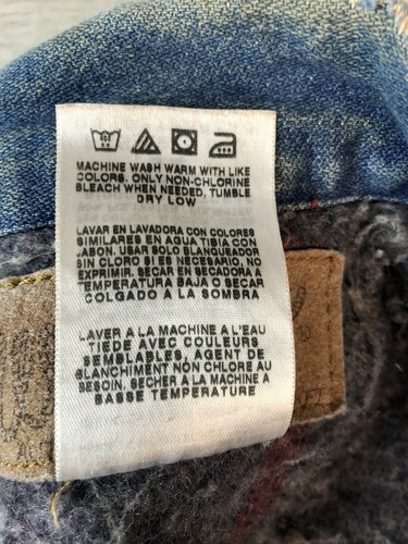 Wrangler Authentic Western Jacket Lined Blue Jean Distressed Stained Mens 44 - Picture 17 of 22