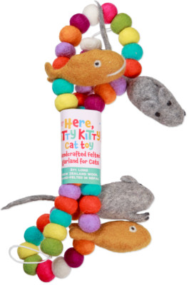  Trader Joe s Here Kitty Kitty Felted Garland Cat Toy NWT NEW FREE SHIP  
