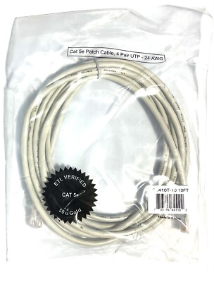 Lot Of 6 10  Cat5e Cable White Patch Cord Ethernet RJ45 Connectors LAN Wire NEW