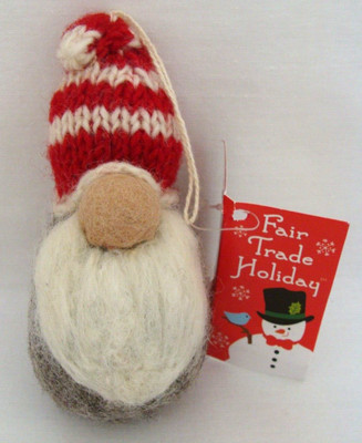 dZi Fair Trade Holiday 100% Wool Gnome Christmas Ornament NWT