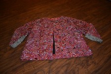 A22- Chico's 100 Silk 3/4 Length Sleeve Metallic Embroidery Jacket Size 2