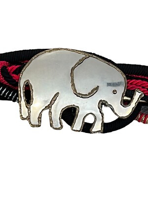 Vintage 80s Braided Belt Black Red Metallic Gold Satin Rope  display picture 3